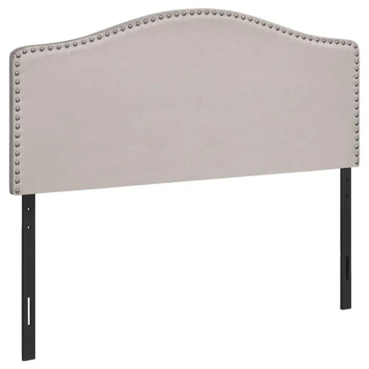 Monarch Headboard - full size - nailhead trim / arched top / upholstered panel - beig - Beige New