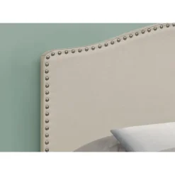 Monarch Headboard - full size - nailhead trim / arched top / upholstered panel - beig - Beige New