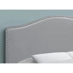 Monarch Headboard - full size - nailhead trim / arched top / upholstered panel - - Grey Outlet