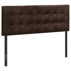 Monarch Headboard - queen size - button tufted / upholstered panel - dark leath - Brown Hot