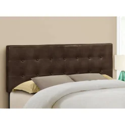 Monarch Headboard - queen size - button tufted / upholstered panel - dark leath - Brown Hot