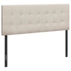 Monarch Headboard - queen size - button tufted / upholstered panel - linen-look - Beige Sale