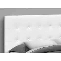 Monarch Headboard - queen size - button tufted / upholstered panel - leather-lo - White