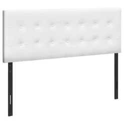 Monarch Headboard - queen size - button tufted / upholstered panel - leather-lo - White