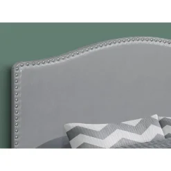 Monarch Headboard - queen size - nailhead trim / arched top / upholstered panel - gre - Grey Discount