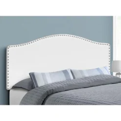 Monarch Headboard - queen size - nailhead trim / arched top / upholstered panel - whi - White Outlet
