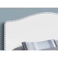 Monarch Headboard - queen size - nailhead trim / arched top / upholstered panel - whi - White Outlet