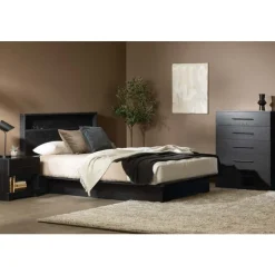 Meubles South Shore Headboard With Storage Shelf (54"/60") - South Shore Black Oak Best