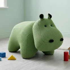 Hippopotamus-Shaped Kids Pouf – 28.3" x 15.4" x 13.8" Green Best