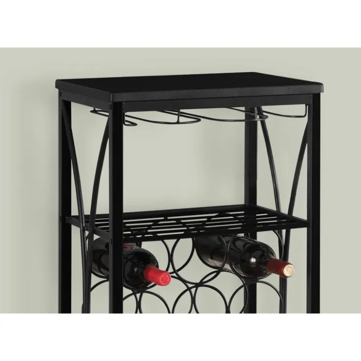 Monarch Home bar - 40"h / metal wine bottle and glass rack - Black Discount