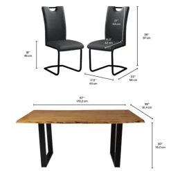 67-Inch Table with 4 Chairs - Black Outlet