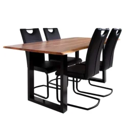 67-Inch Table with 4 Chairs - Black Outlet