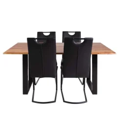 67-Inch Table with 4 Chairs - Black Outlet
