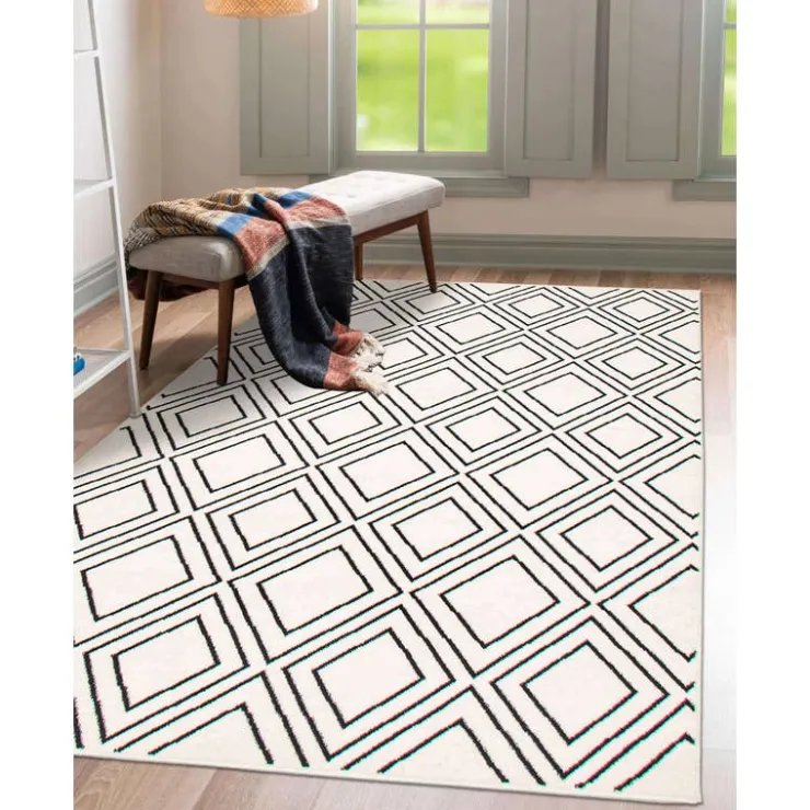 Indoor Rug - 5 x 7 White/Tan Online