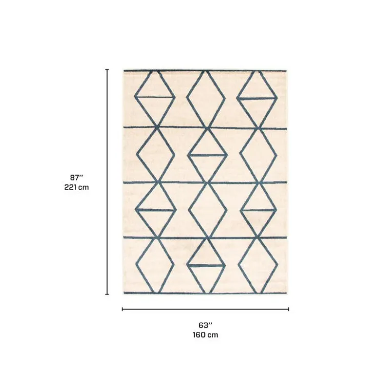 Indoor Rug - 5 x 7 Ivory/Blue Sale