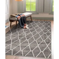Indoor Rug - 8 x 10 Dark Grey/White Online