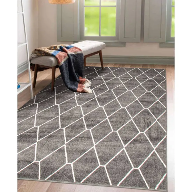 Indoor Rug - 8 x 10 Dark Grey/White Online