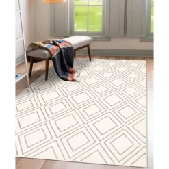 Indoor Rug - 8 x 10 White/Grey Clearance