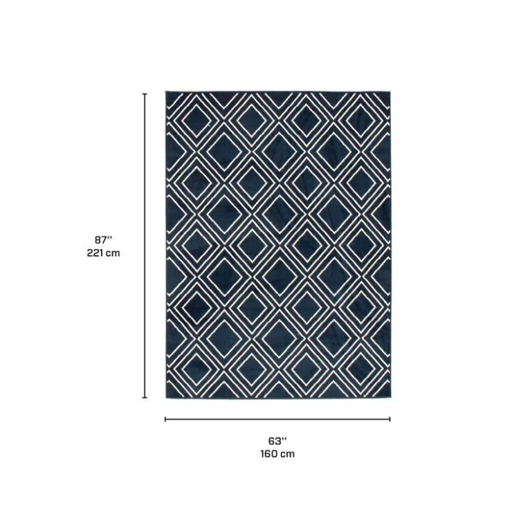 Indoor Rug - 5 x 7 Navy/White New