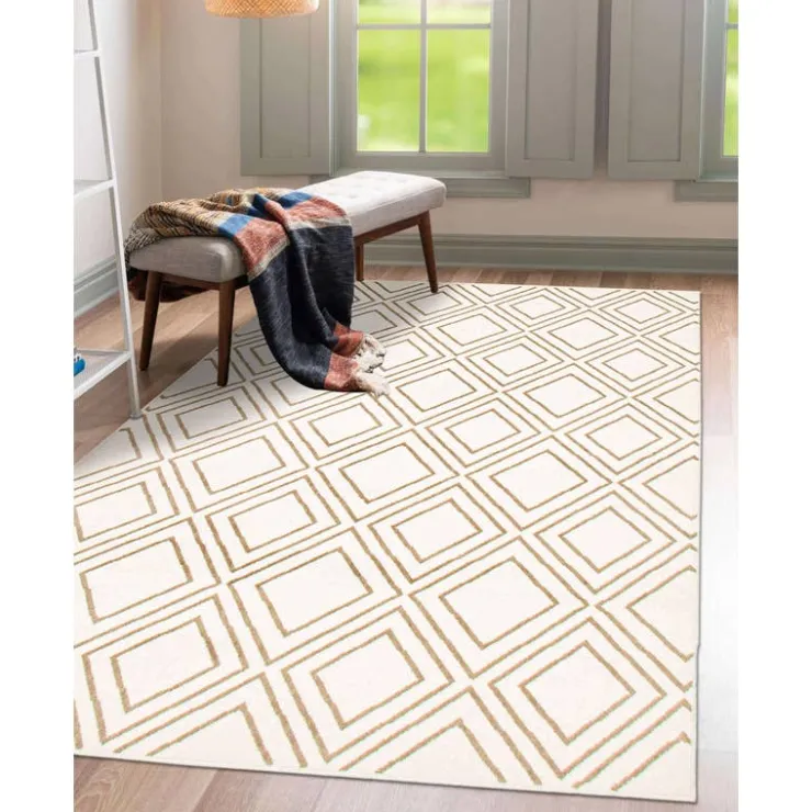 Indoor Rug - 5 x 7 White/Tan Hot