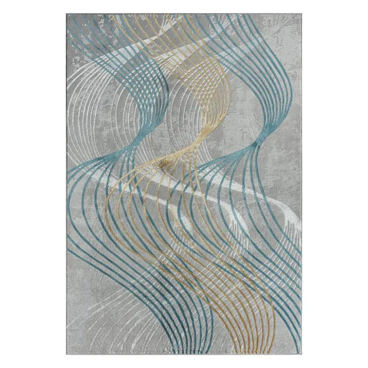 Indoor Rug - 5x8 Grey/Gold/Blue New