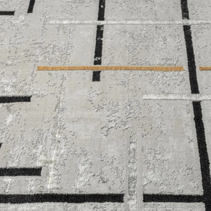 Indoor Rug - 5x8 Grey/Black/Gold Outlet