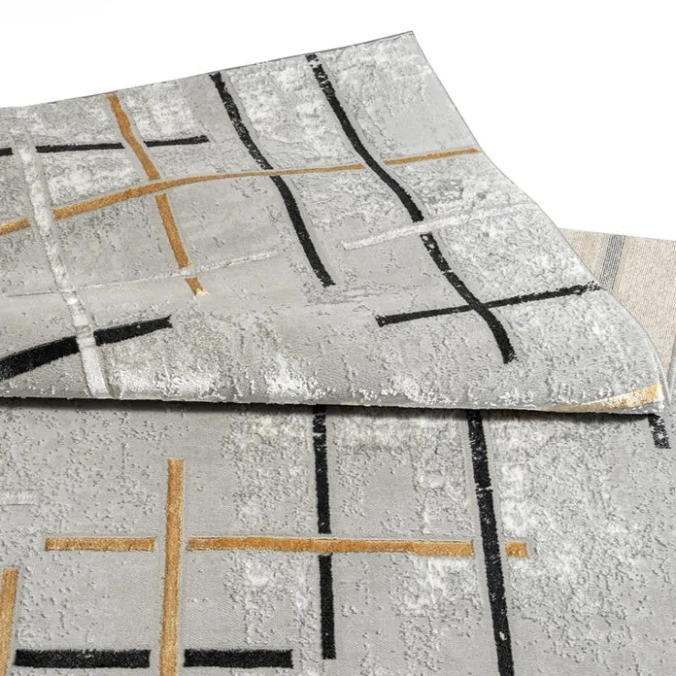 Indoor Rug - 5x8 Grey/Black/Gold Outlet