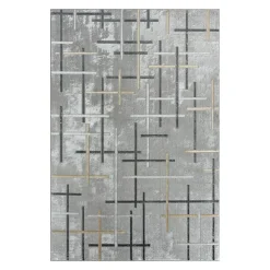 Indoor Rug - 5x8 Grey/Black/Gold Outlet