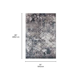 Indoor Rug - 5x7 Grey/Gold/Blue
