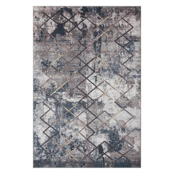 Indoor Rug - 5x7 Grey/Gold/Blue