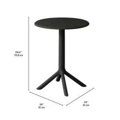 Indoor/Outdoor Resin Dining Set with Round Table and 2 Stackable Chairs – Black New