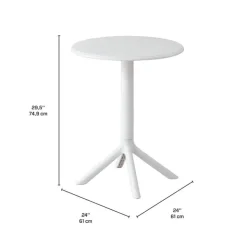 Indoor/Outdoor Resin Dining Set with Round Table and 2 Stackable Chairs – White Clearance