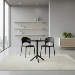 Indoor/Outdoor Resin Round Dining Table – Black Best