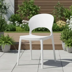 Indoor/Outdoor Resin Stackable Chair - White Sale