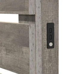 King Bed and Headboard with Lights (78'') Grey