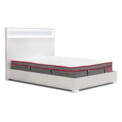 King Bed and Headboard with Lights (78'') WHITE Hot