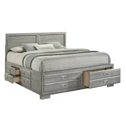 King Bed with Drawers & Headboard - 78" Grey Best