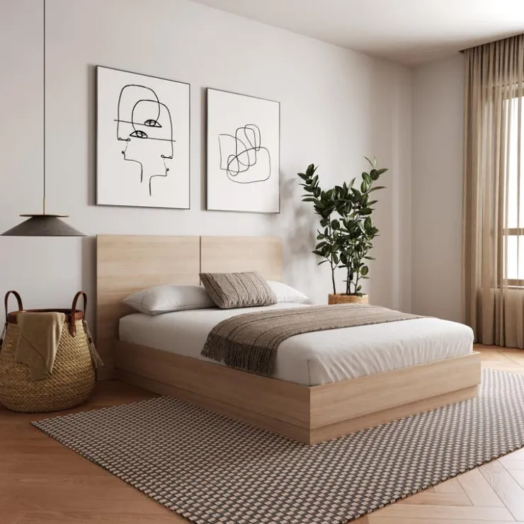 Nexera King Bed with Headboard (78") - Natural Blonde Oak Online