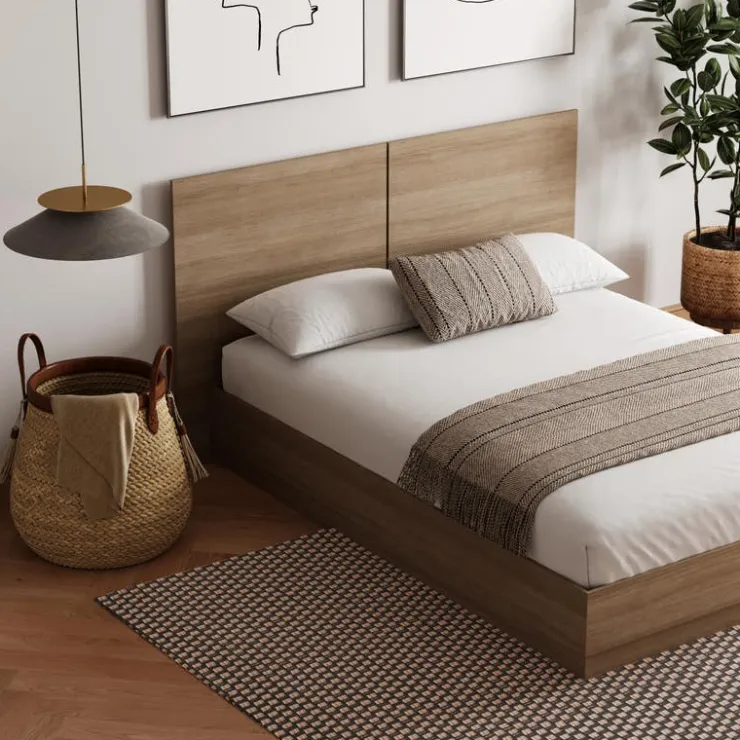 Nexera King Bed with Headboard (78") - Brown Oak Outlet