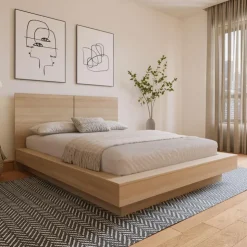 Nexera King Bed with Headboard (78") - Natural Blonde Oak Discount