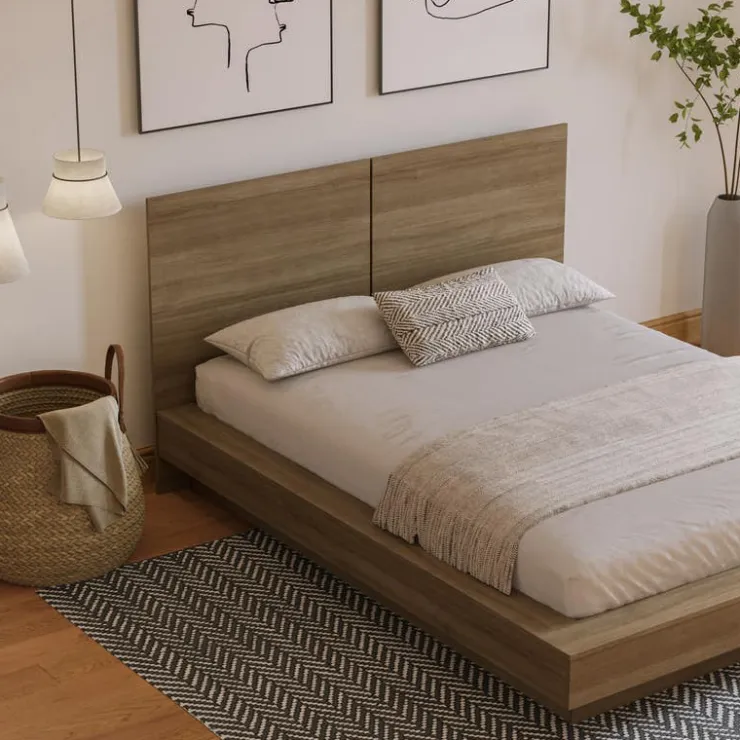 Nexera King Bed with Headboard (78") - Brown Oak Sale