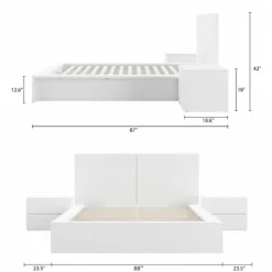 Nexera King Bedroom Set (78") - 4pcs - White wood grain New