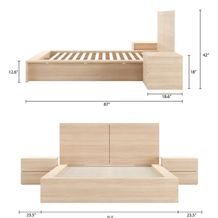 Nexera King Bedroom Set (78") - 4pcs - Natural Blonde Oak Sale