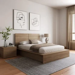 Nexera King Bedroom Set (78") - 4pcs - Brown Oak