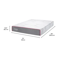 LOOP King Medium-FirmMemory Foam Mattress-in-a-Box- 78" Pink & white Hot