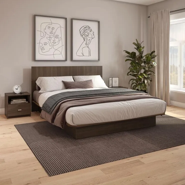 SUA-V King Platform Bed (78") Taupe