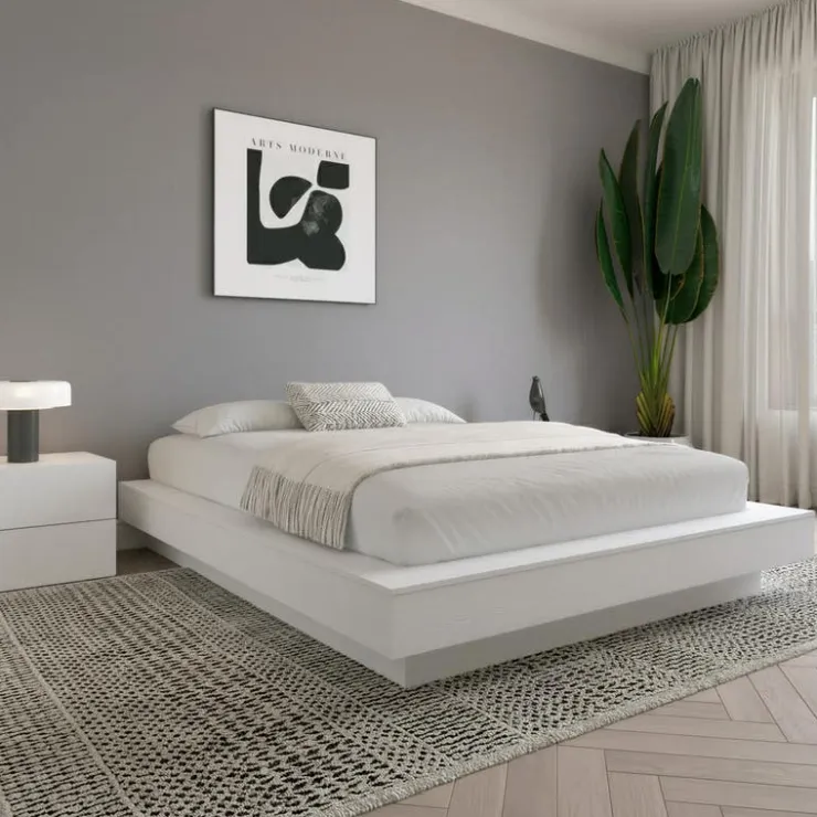 Nexera King Platform Bed (78") - White wood grain New