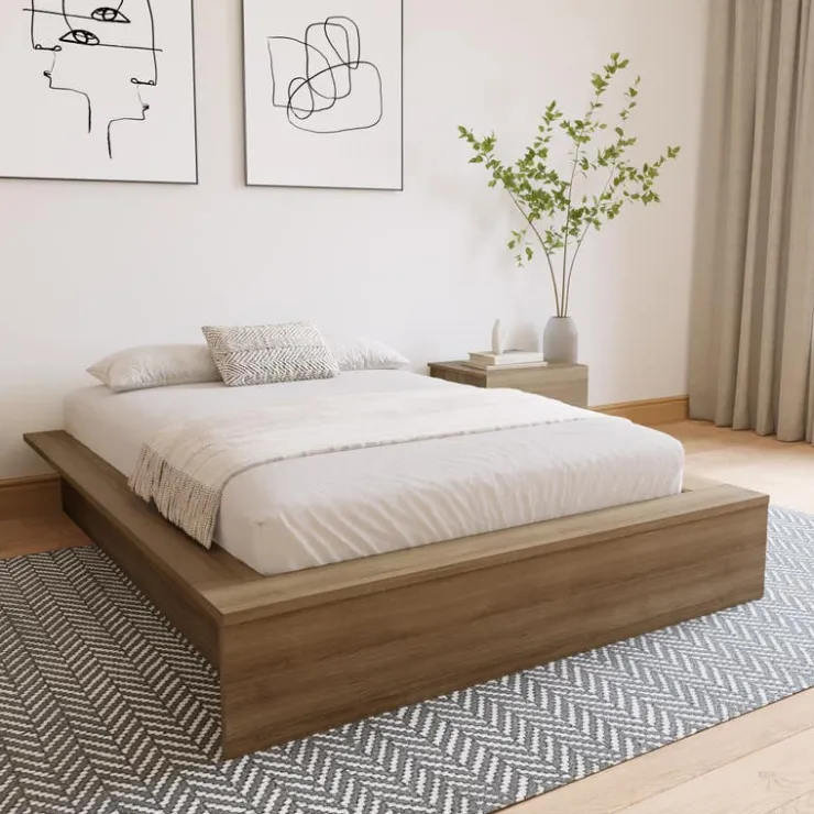 Nexera King Platform Bed (78") - Brown Oak Clearance