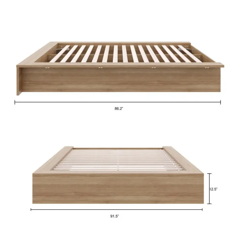 Nexera King Platform Bed (78") - Brown Oak Clearance