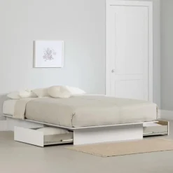 Meubles South Shore King Platform Bed with 2-Drawer Storage (78") - South Shore PURE WHITE Hot